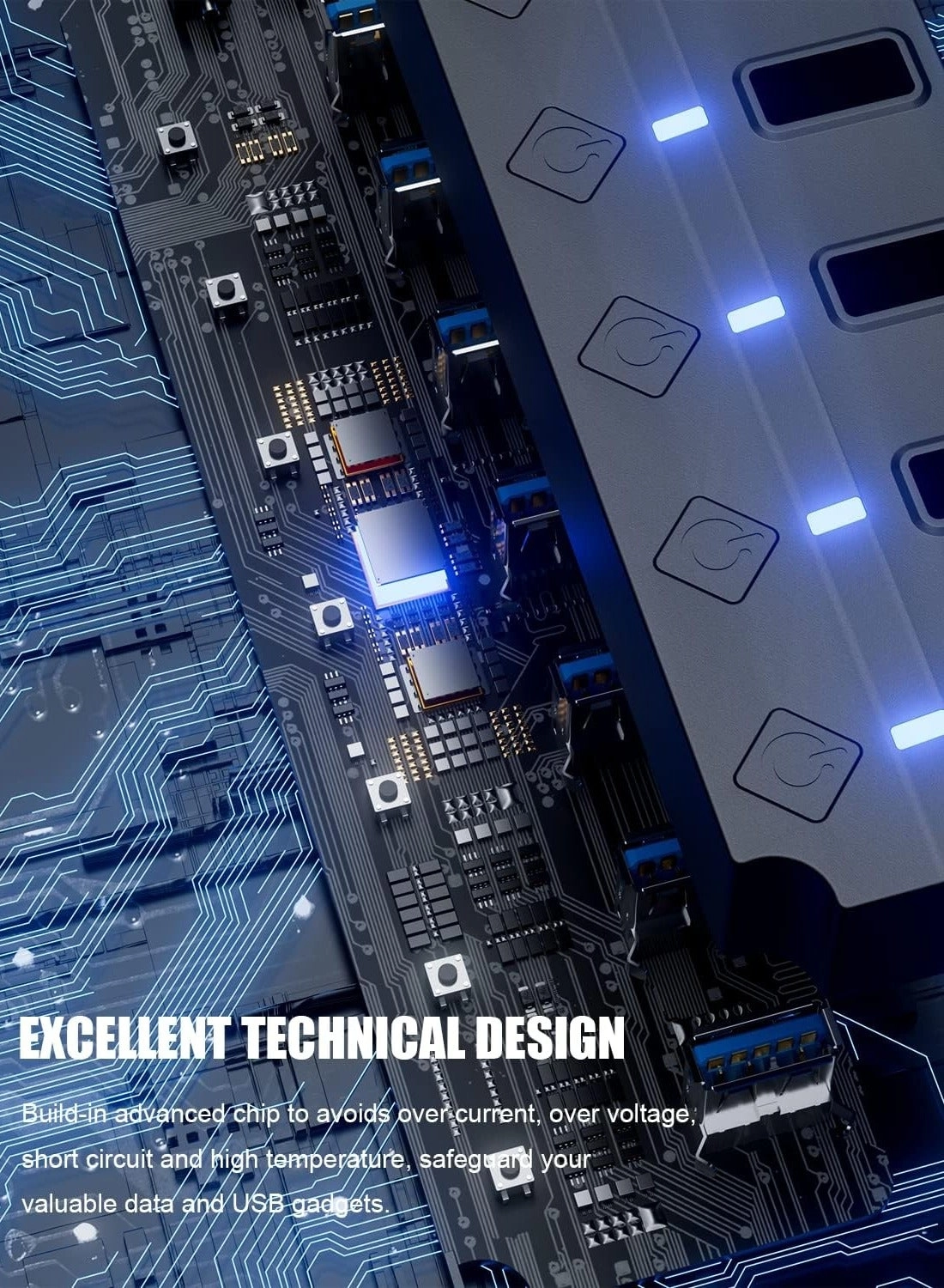 USB Data Hub Splitter - 7-Port USB 3.0