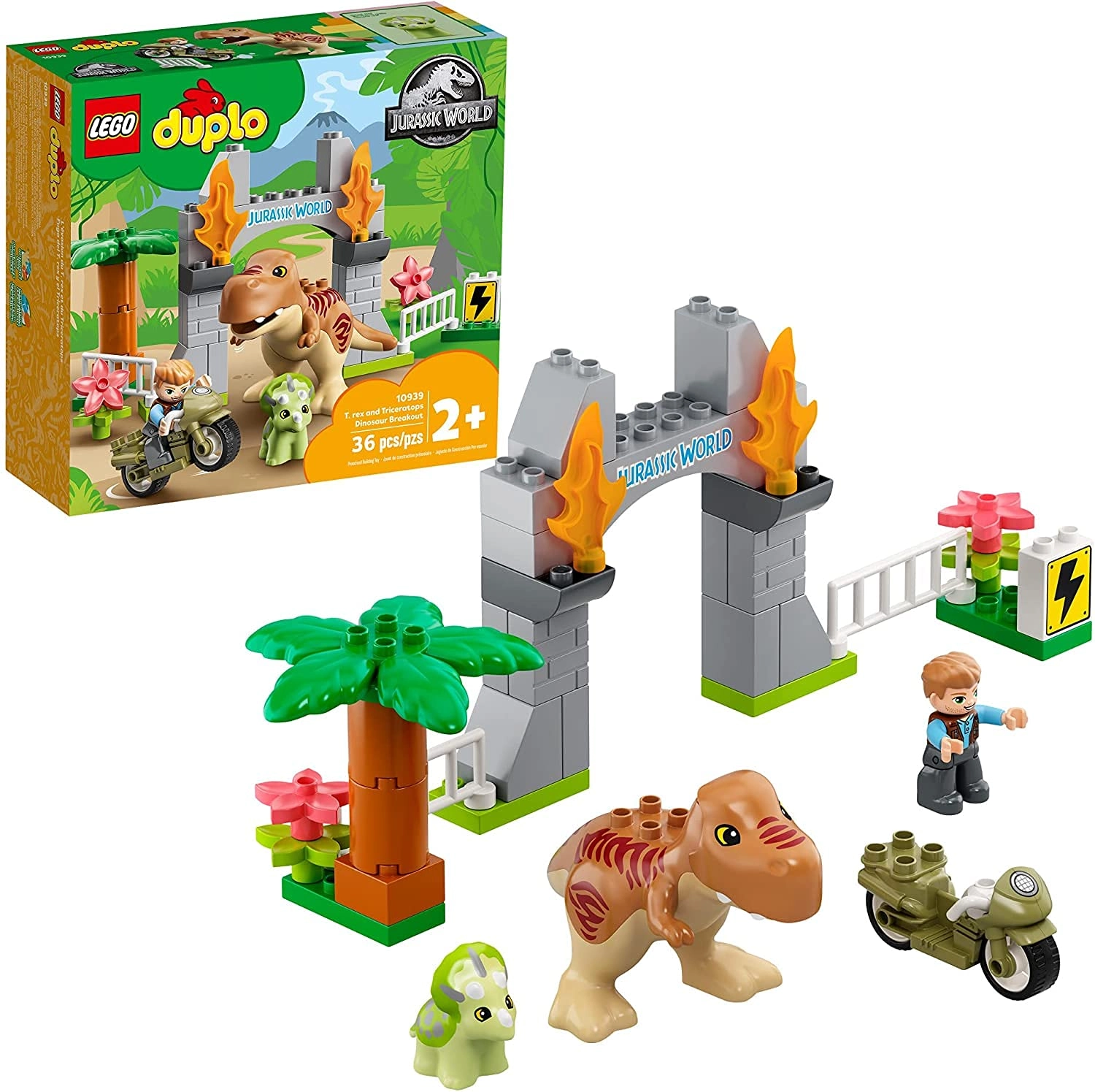 LEGO DUPLO Jurassic World T. rex and Triceratops Dinosaur Breakout (10939)