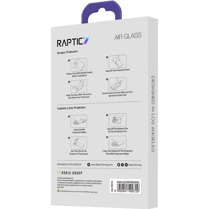 Clear Tempered Glass Screen Protector + Camera Lens Protector for iPhone Air