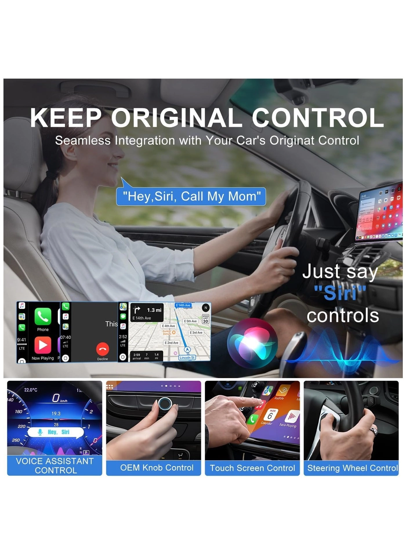 Wireless Carplay Adapter & Android Auto Adapter - 2 in-1 Plug & Play Bluetooth