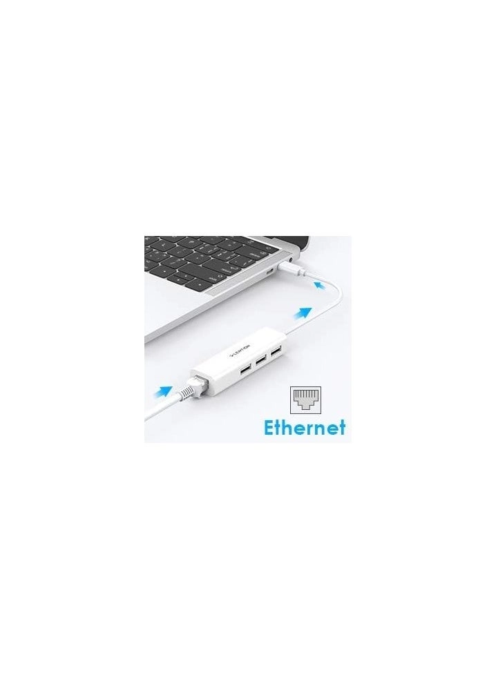 USB C to 3 USB 2.0 Ports Hub - Gigabit Ethernet 4K HDMI