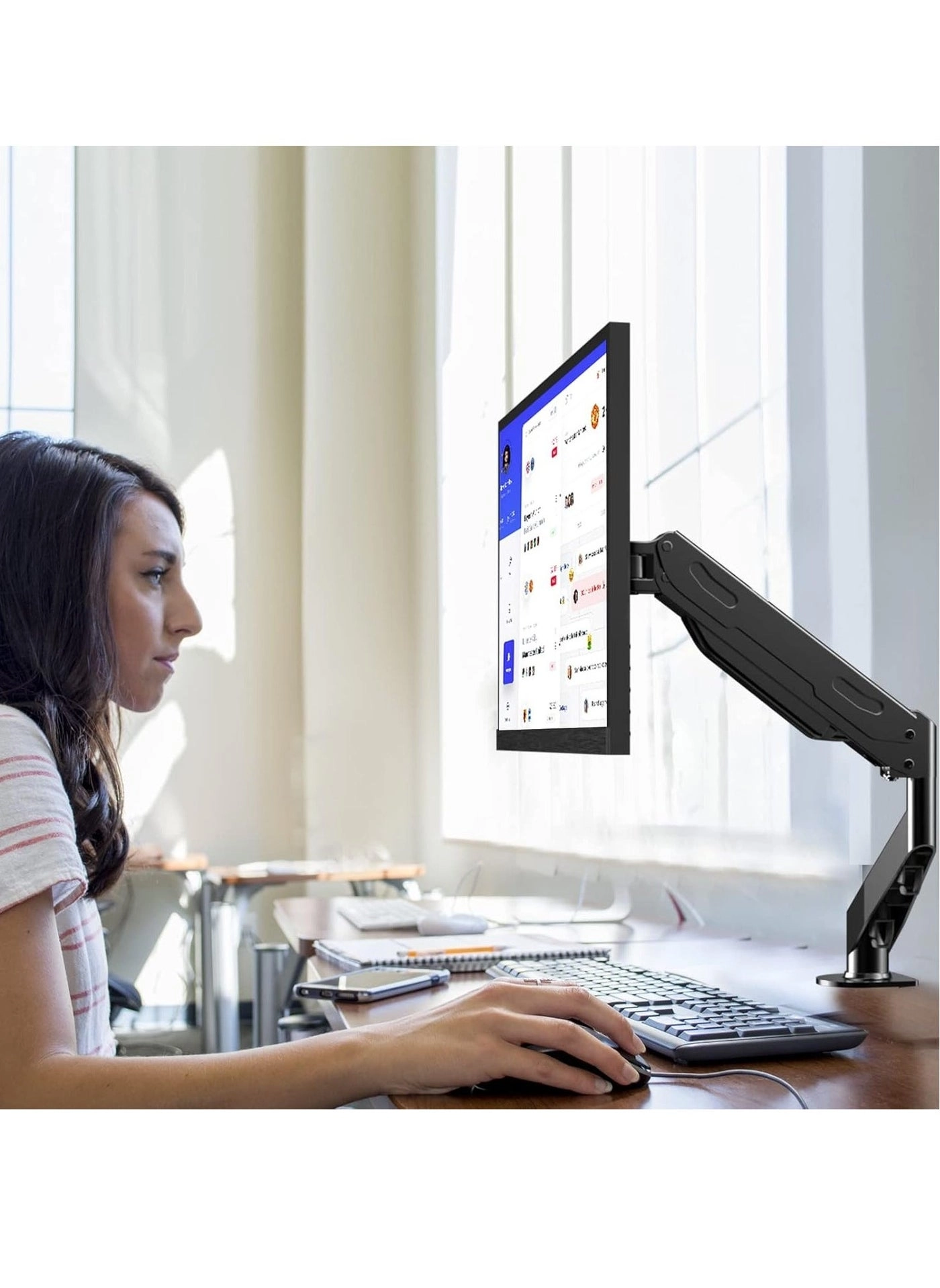 Single Monitor Mount - Gas Spring Full Motion 17-27 Inch