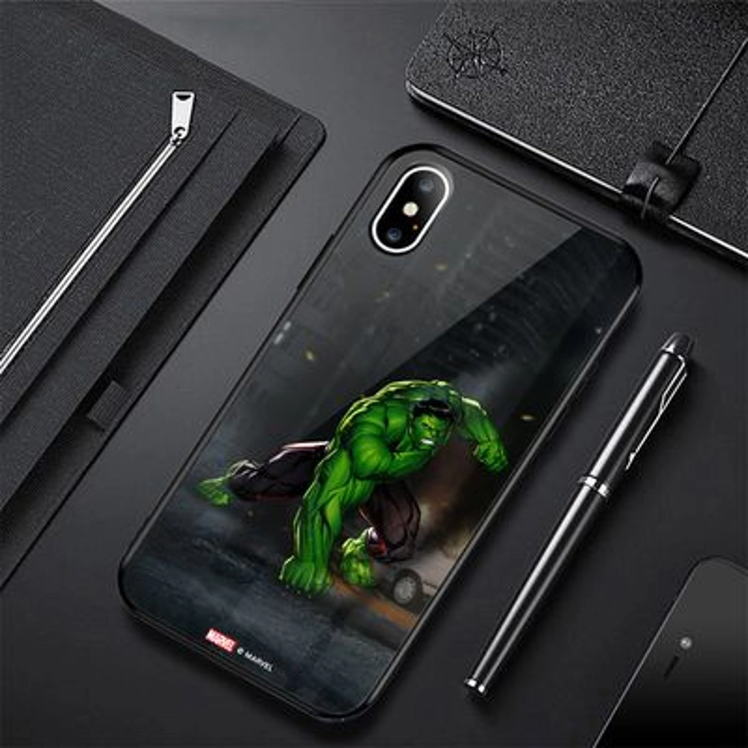 Hulk Smash iPhone XS Cover - TPU Bumper Case + Tempered Glass Back Back Case for iPhone Xs