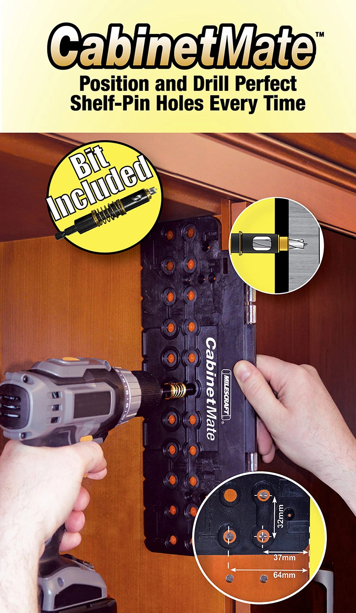 CabinetMate - Shelf Pin Drilling Jig Cabinet Drill Guide