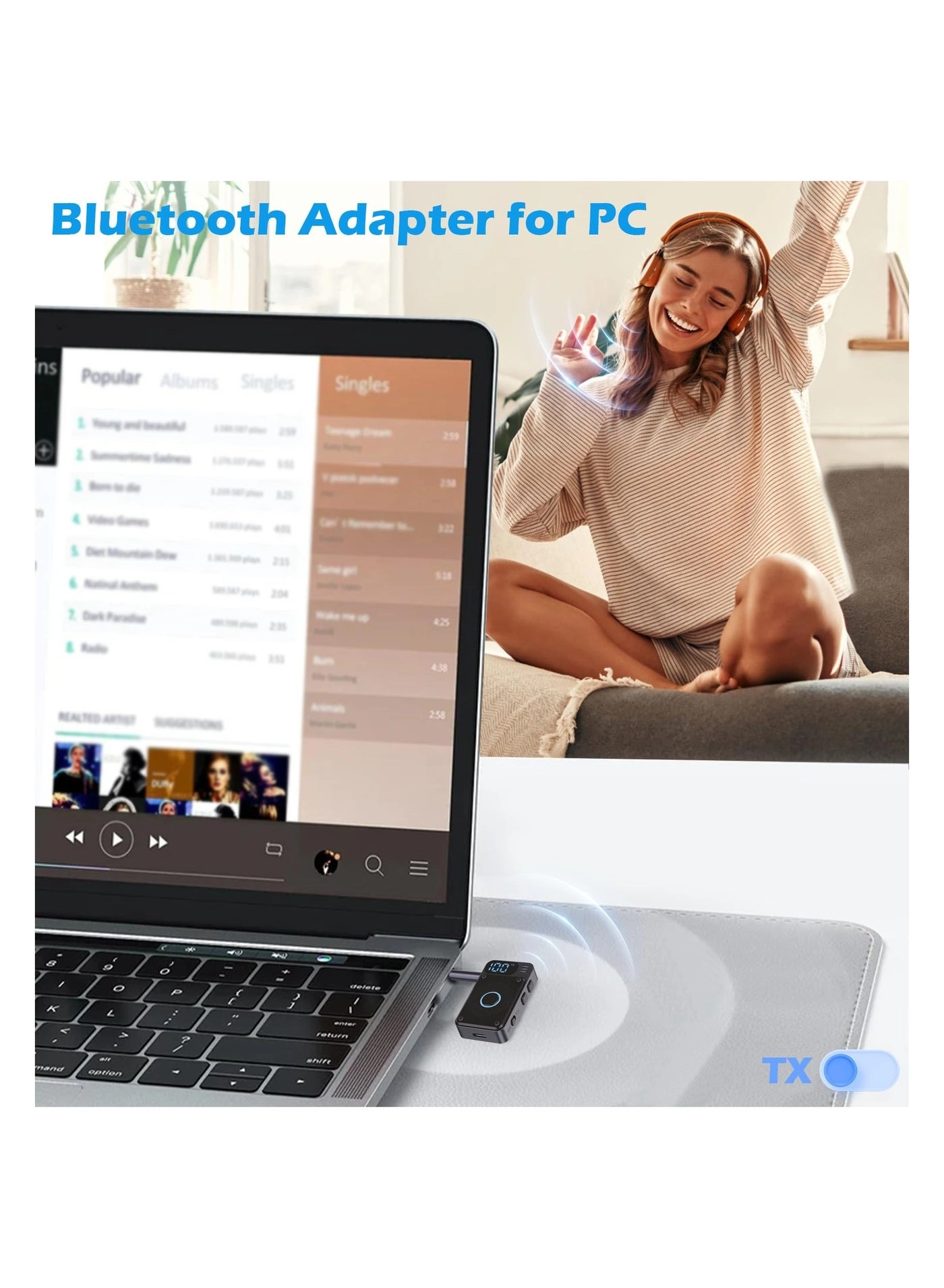 Bluetooth 5.3 Adapter - Type-C 15+ hours