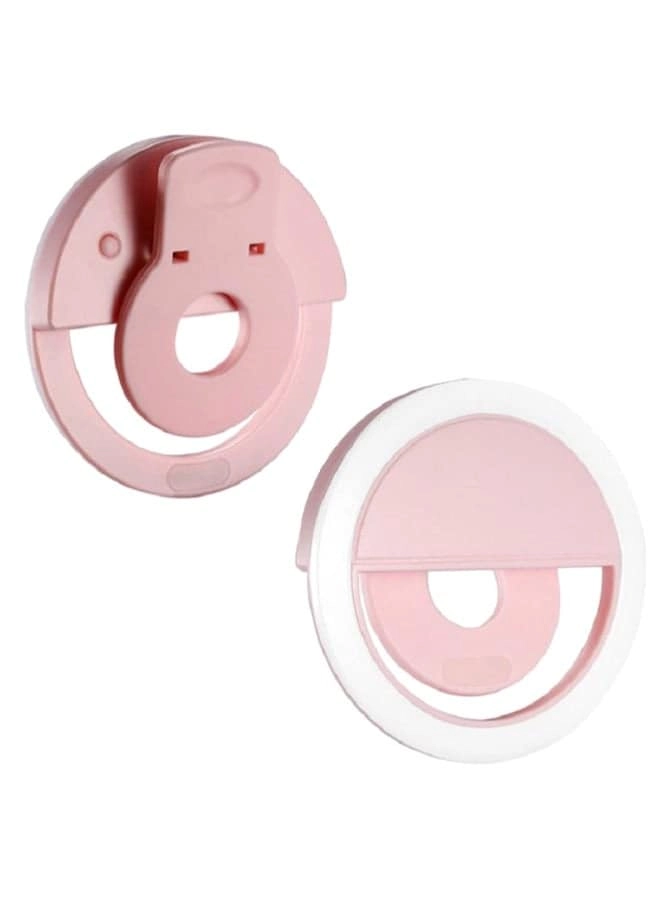 Easy Life LED Ring Flash Light for Smartphone - Pink/White