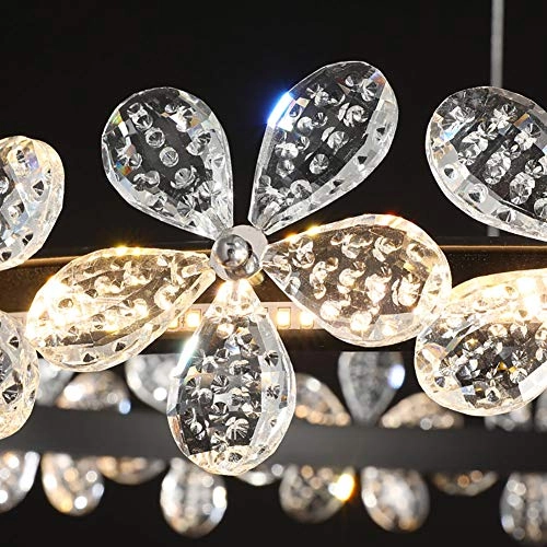 Nordic Crystal Flowers Chandelier - Black warm light