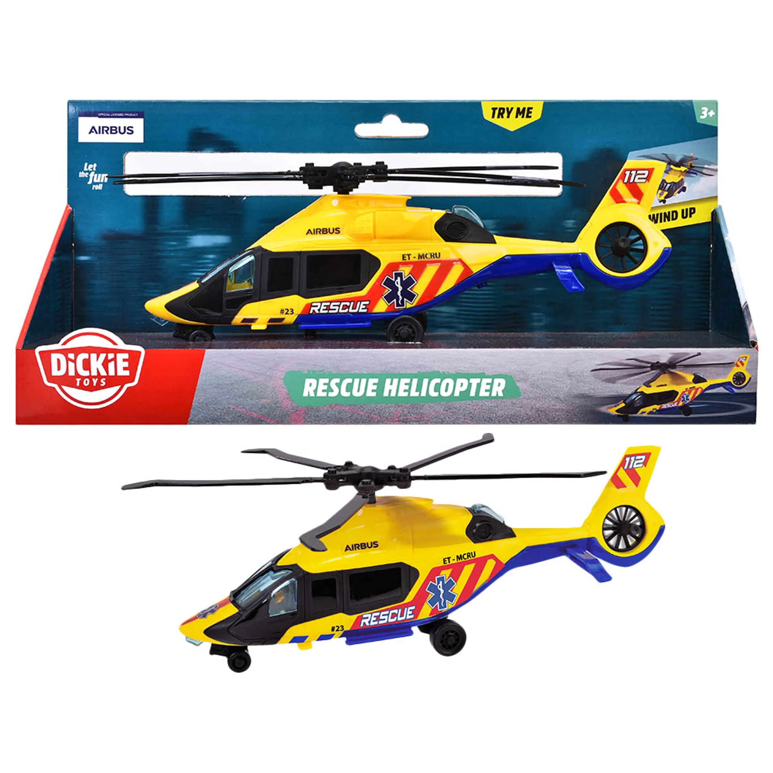 Dickie Airbus H160 - 23 cm Yellow Wind-up Propeller