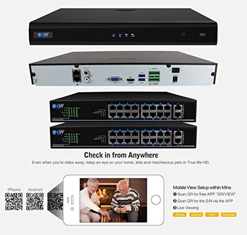 GW4232NS - 32 Channel 4K NVR + GW7077MIC - 8MP 4K + GWSW1602G - 16 Ports PoE + GWCAT60 - 60FT + GWCAT100 - 100FT