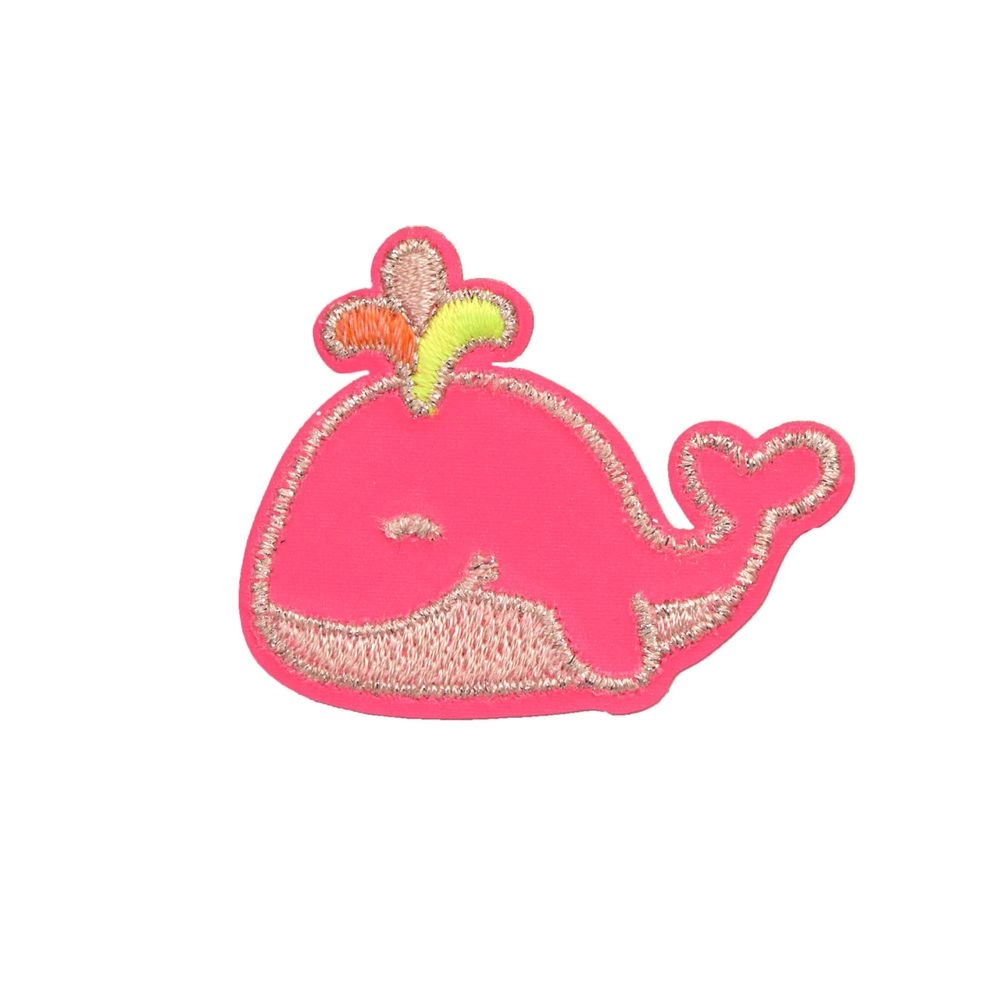 Textile Woven Stick On Sticker - Whale Pink 3 Pcs