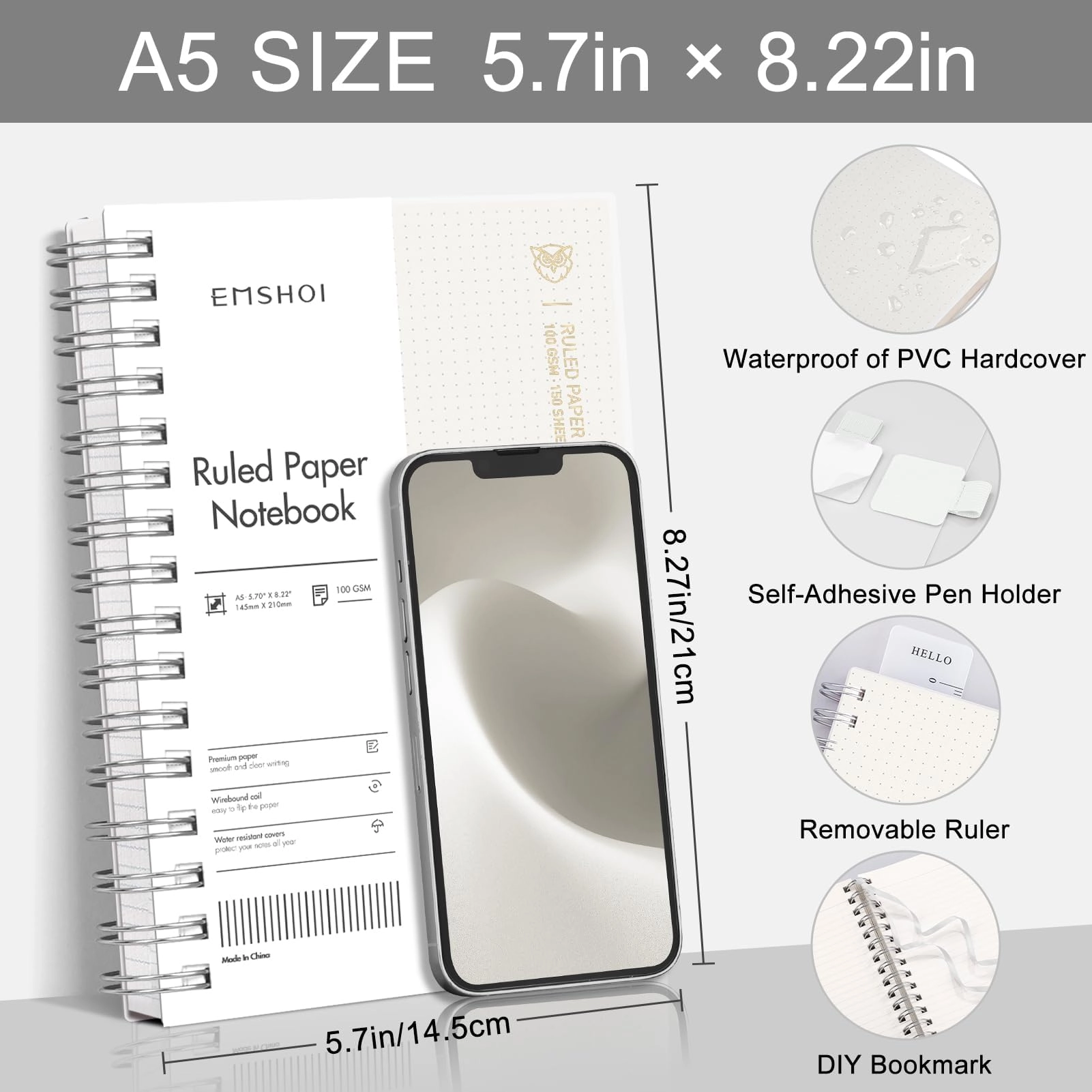 Notebook A5 Spiral - Lined 150 Sheets