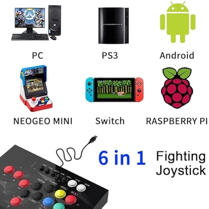 ARCADE JOYSTICK - BLACK NEOGEO MINI/PC/PS CLASSIC/NINTENDO SWITCH/PS3/ANDROID/RASPBERRY PI