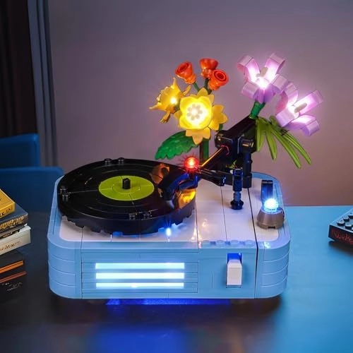 31172 Record Player with Flowers - LED Light Kit USB Battery Case