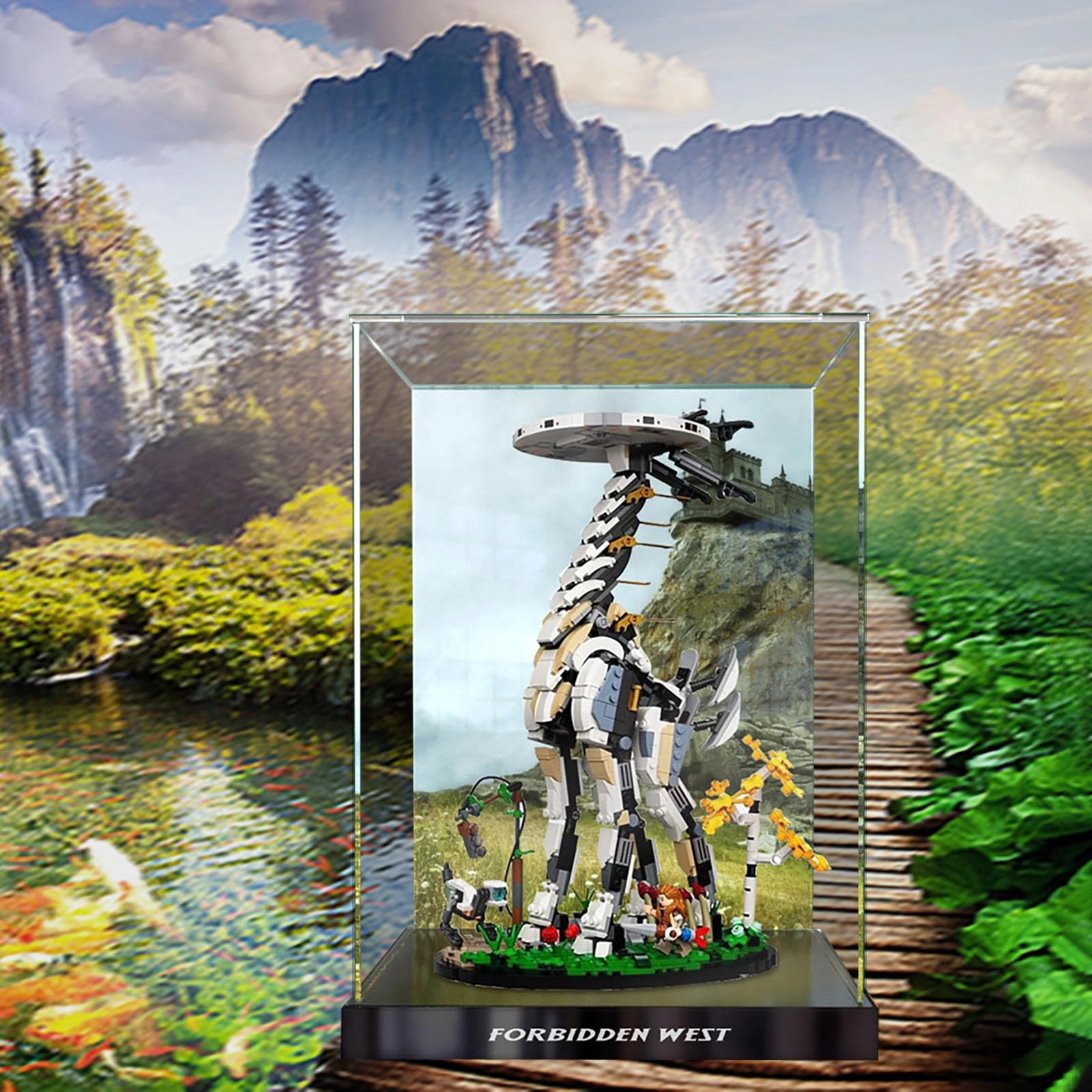 Display Case for Lego 76989 - 30 x 20 x 40 cm Black Heightened Base Background