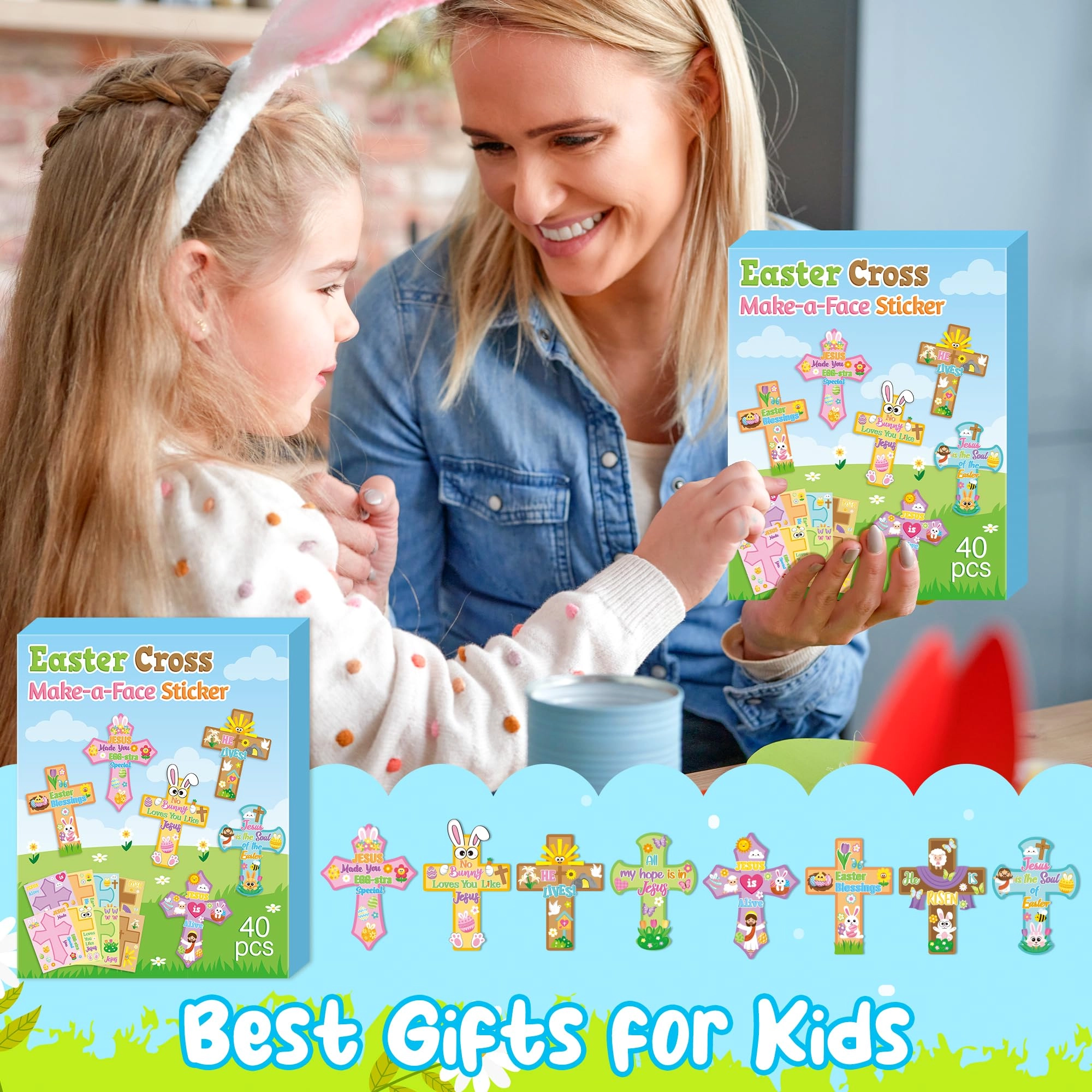 Easter Cross Face Sticker - 40