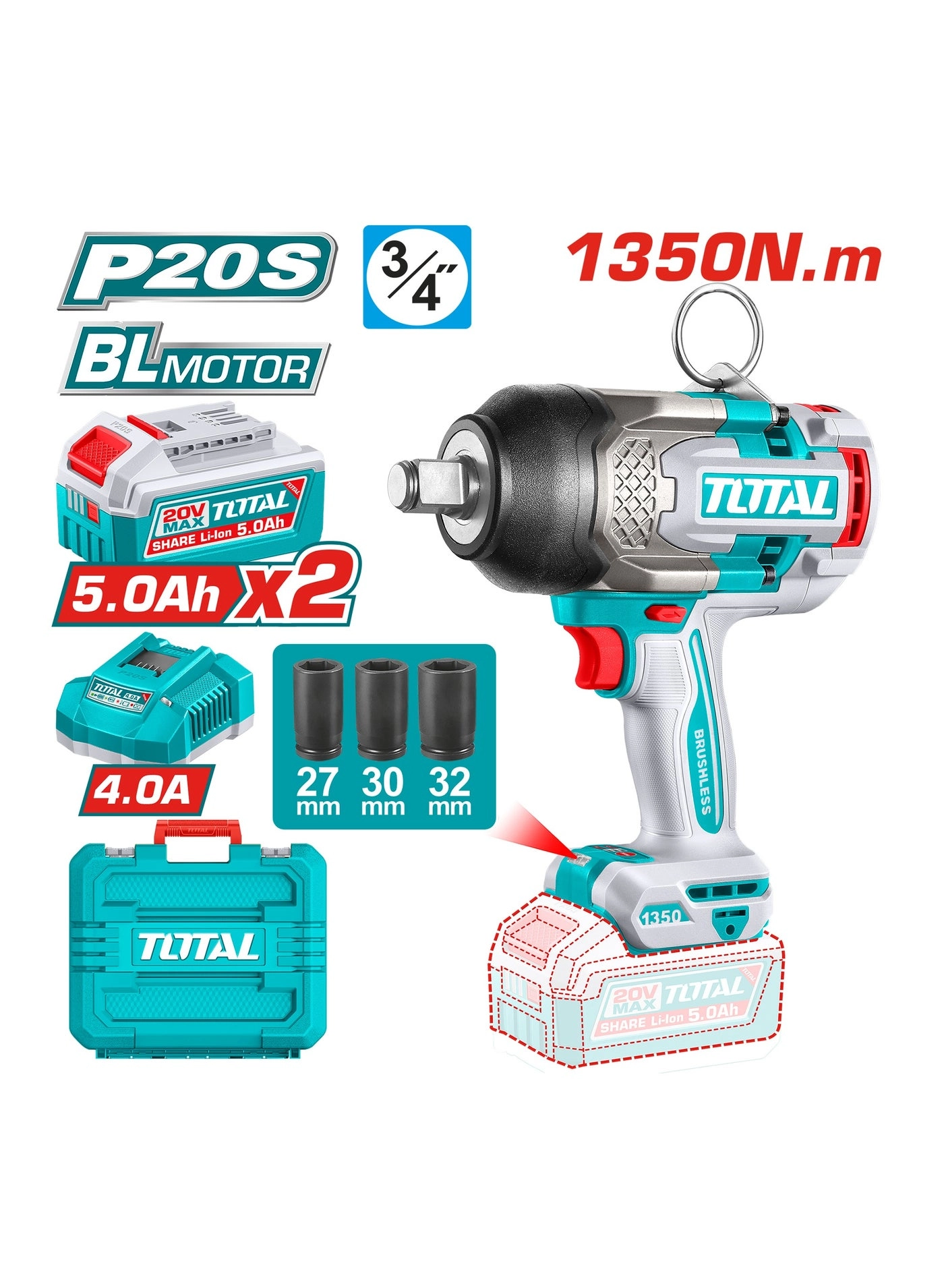 Impact Wrench - 1350Nm 3/4 Inch
