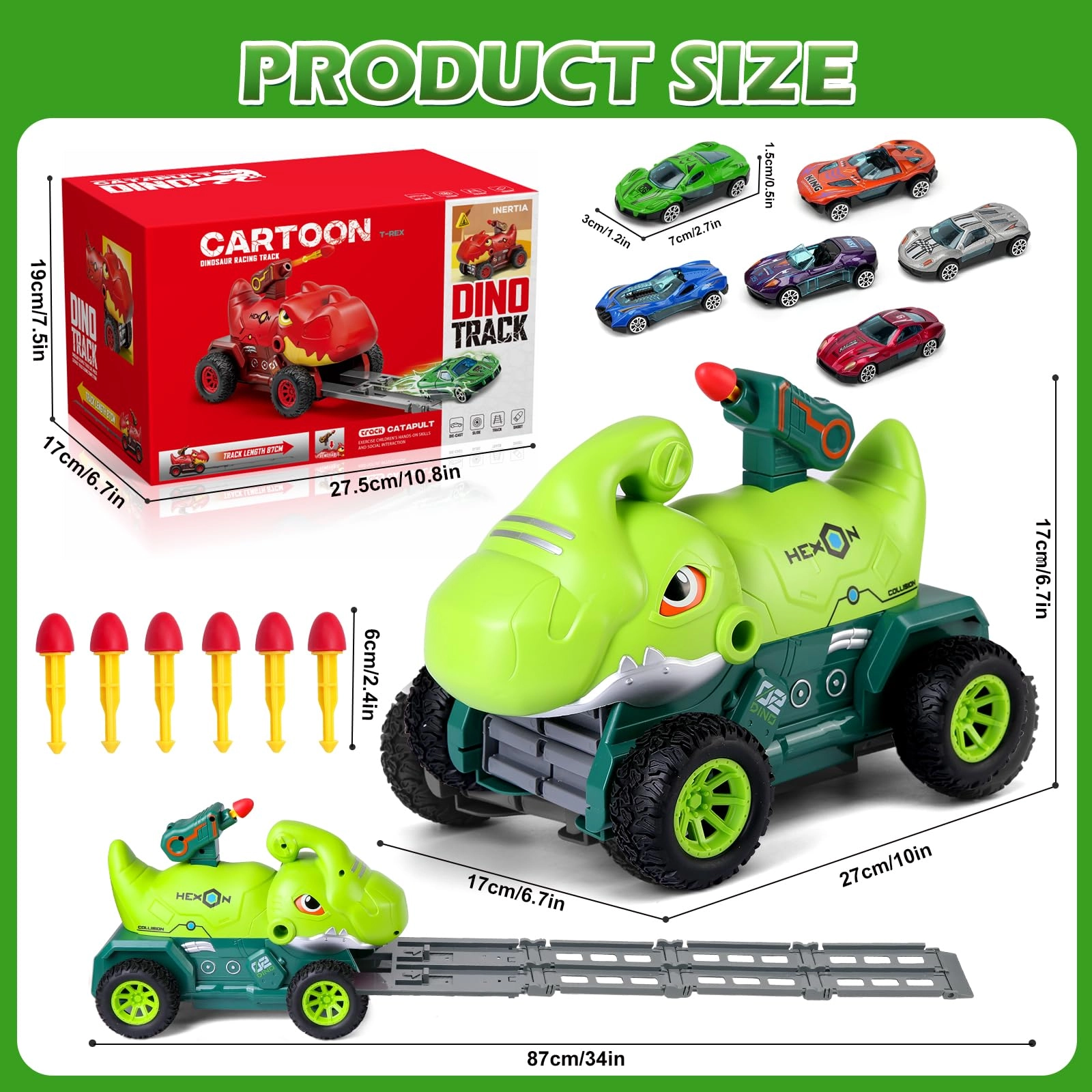 Grüner Dinosaurier-LKW - 7pcs