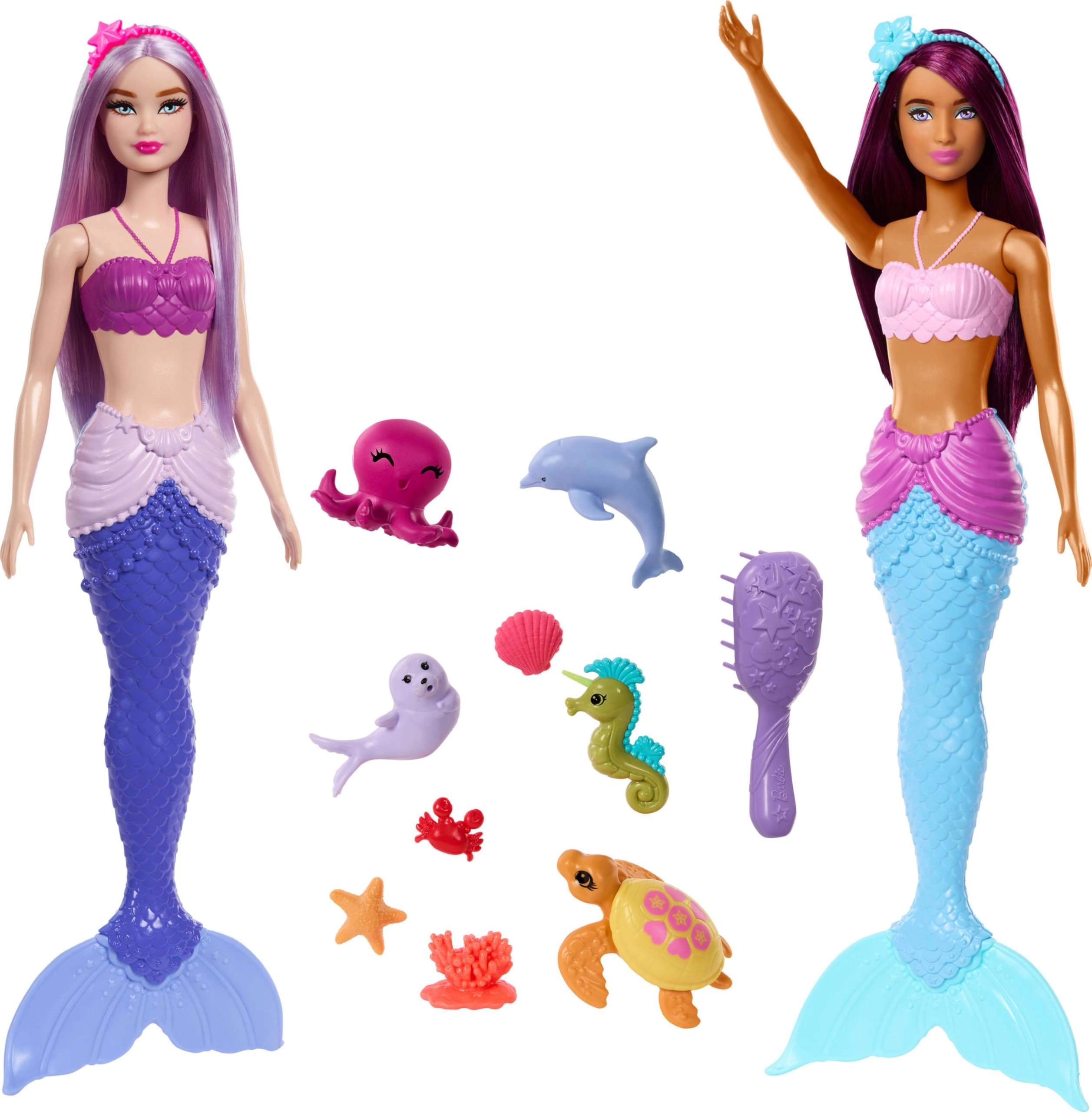 Barbie Mermaid Dolls - 2-Pack 10+ Accessories Ages 3+
