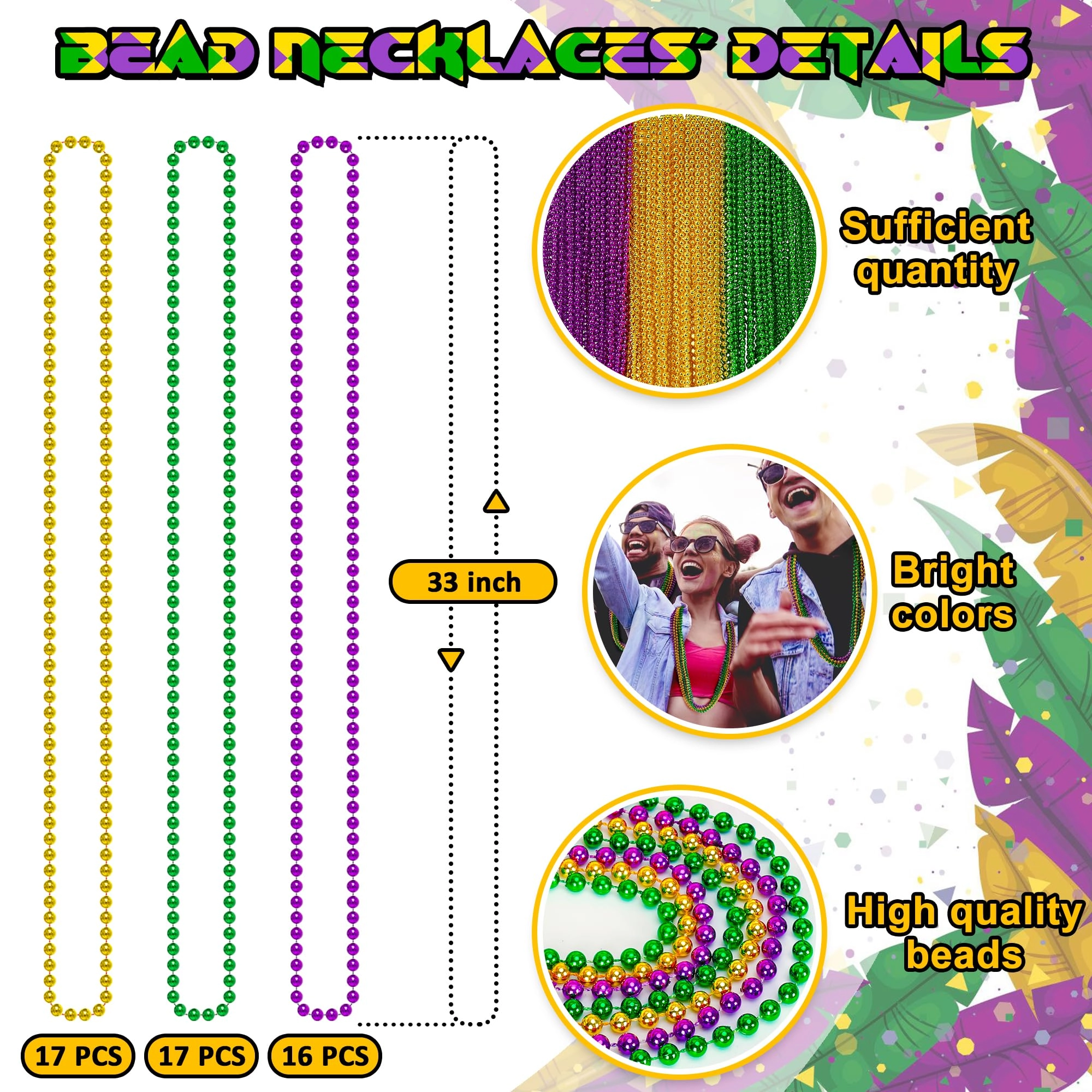 Mardi Gras Beads - 12PCS