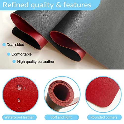 Large Faux Leather Gaming Mouse Pad - 80x40 cm