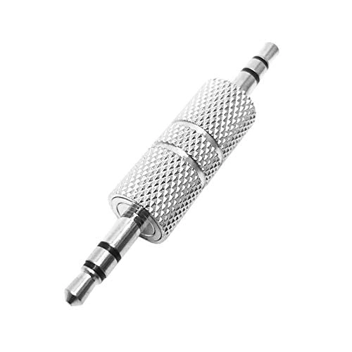 3.5 mm Male-to Male Plug Stereo Audio Jack Extender Adapter - Pack 2 Silver