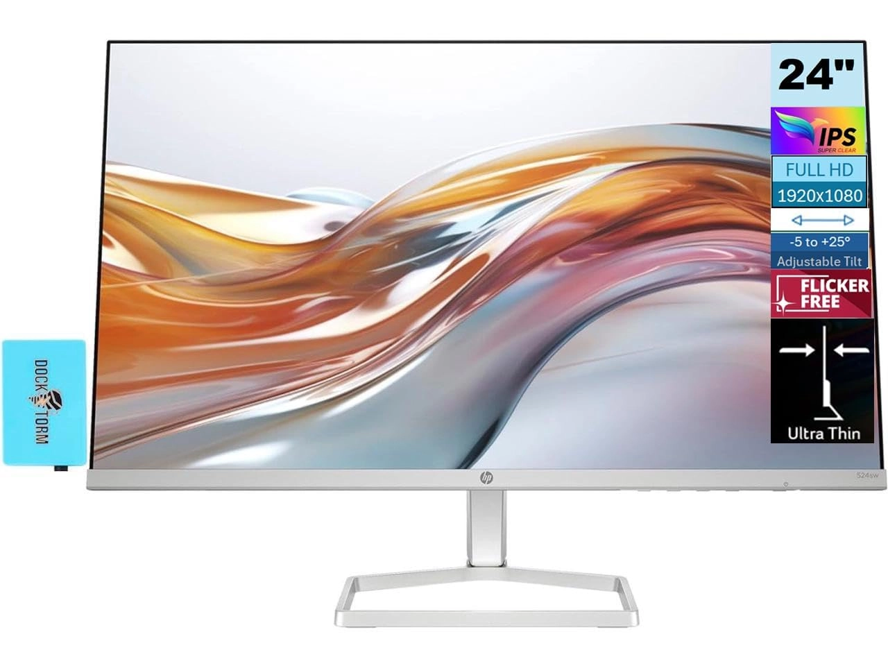 HP 24" FHD IPS Monitor - 2024 24 Inches 1920x1080 + Docztorm Dock - 5Gbps