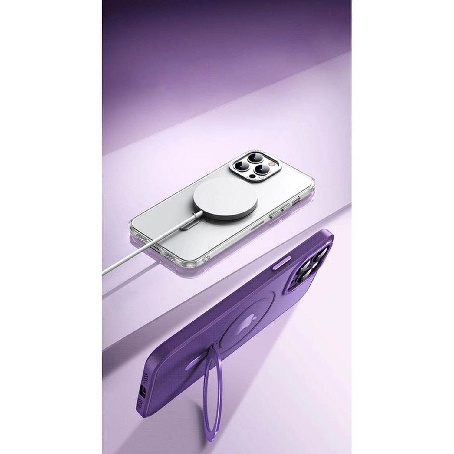 MagSafe Ring Stand Case With Screen Protector for iPhone 15 Pro