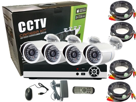 2Megapixels 4Channel Home Security Camera System - 4Pcs 720p