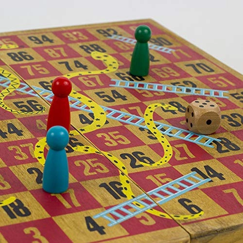 Snakes & Ladders - Wooden Multicoloured