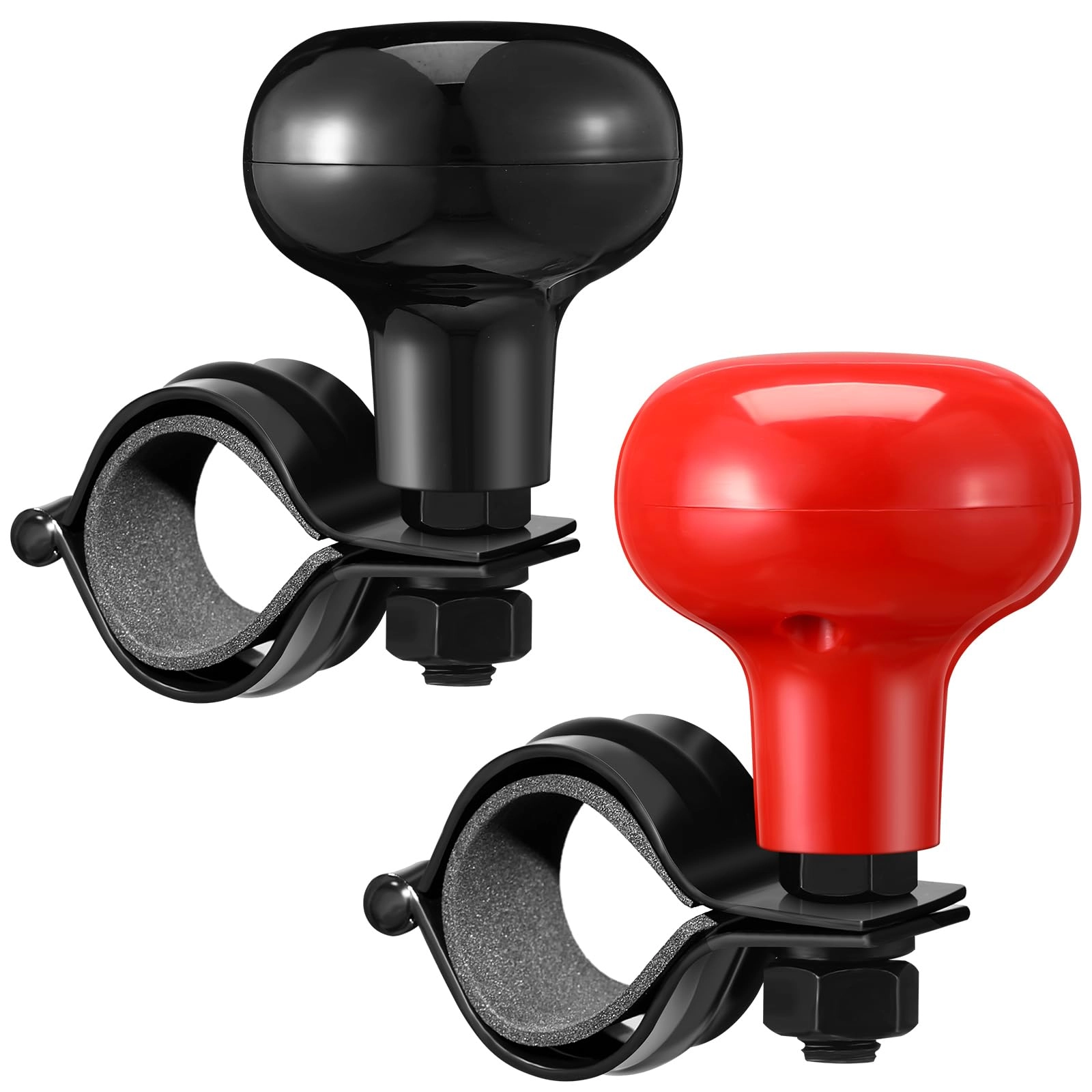 Tallew Steering Wheel Knob Spinner - 2 Pieces Black and Red