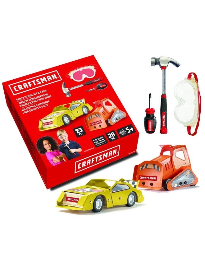 Craftsman Ok013Cm Sprint Racer + Ok017Cm Bulldozer + Ph Mini Screwdriver + Hammer + Safety Goggles - Construction