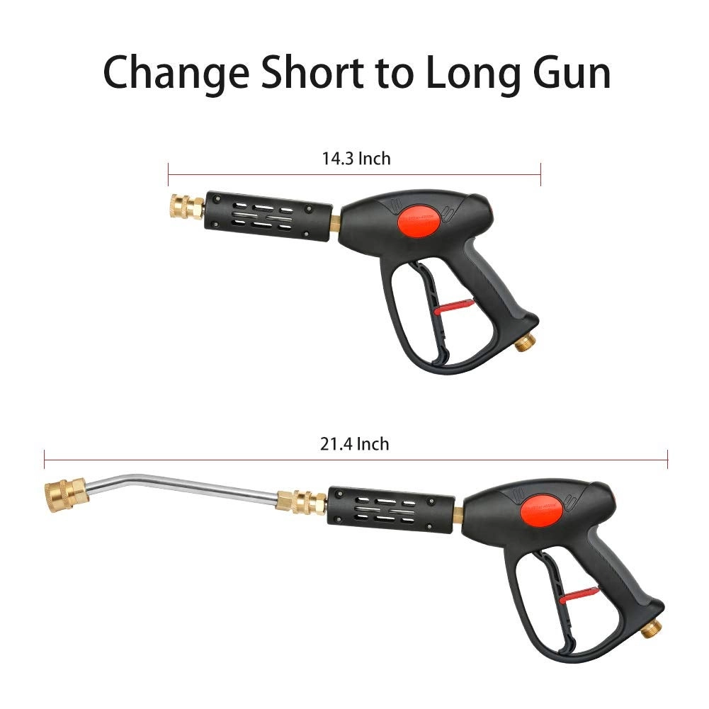 High Pressure Washer Gun - 4000 PSI 7 Inch Extension
