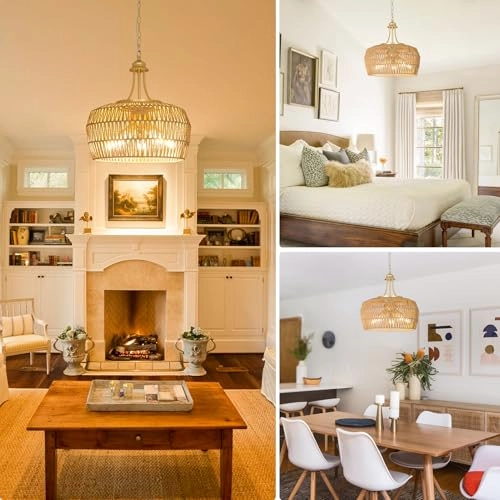 Rattan Chandelier - 19.7 to 80(MAX) inches