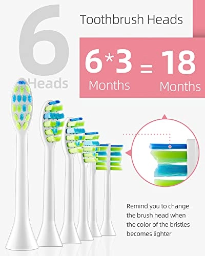 Sonic Electric Toothbrush - 6 Brush Heads 90-Day Battery