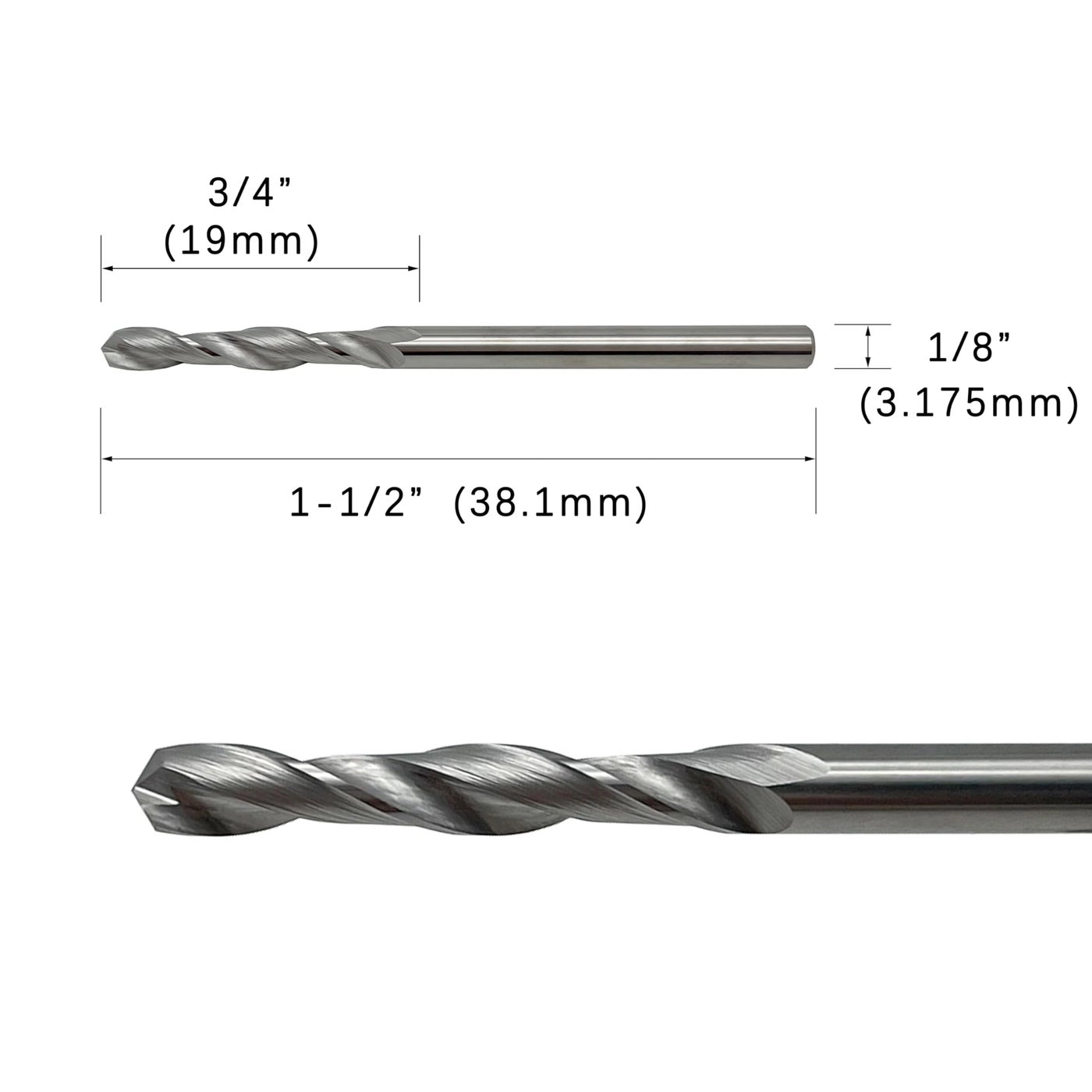 Jobber Drill Bits - Tungsten Carbide 2-Pieces 0.125""