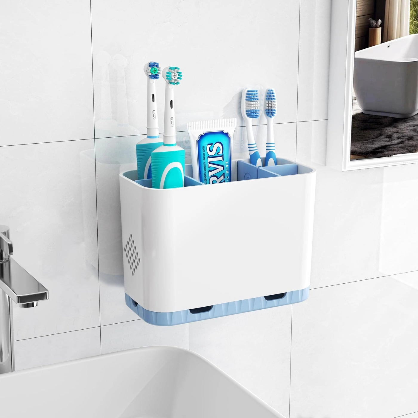 Toothbrush and Toothpaste Holders - Countertop Detachable 5 Slots