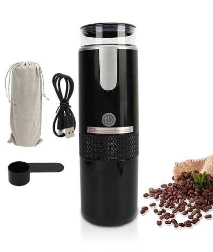 Portable Machine - 1200mAh Rechargeable Compatible with Capsules and Ground Coffee