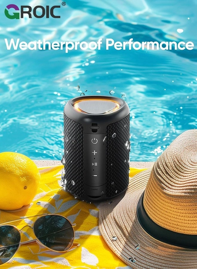 Portable Bluetooth Speaker, Mini Stereo TWS Pairing LED Light