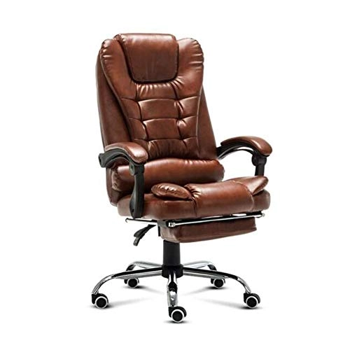 Desk Chair - PU Leather Brown High Back