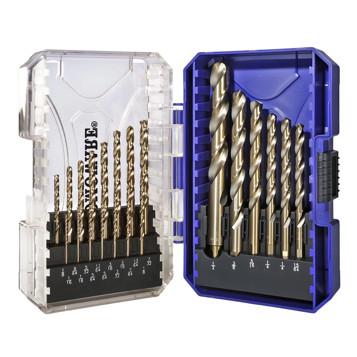 COMOWARE Drill Bit Set - Cobalt M42 High Speed Steel 21Pcs 1/16"-1/2"