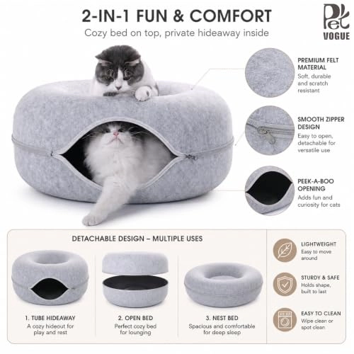 Donut Cat Bed - 50x50x20cm Polyester
