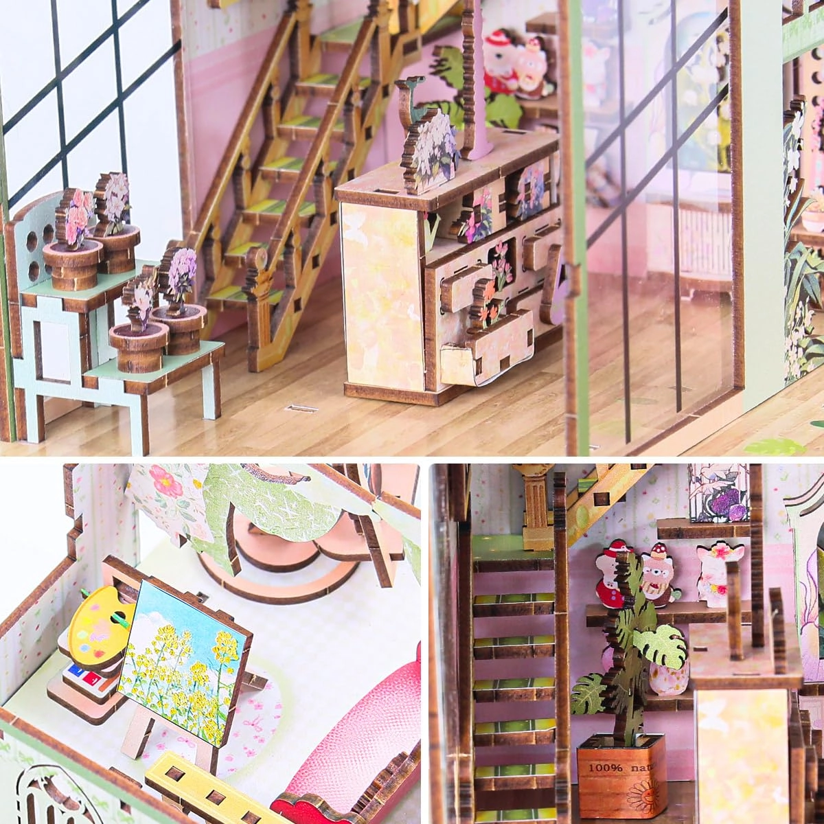 Miniature Flower House Kit - Dollhouse Booknook 3D Wooden Puzzle