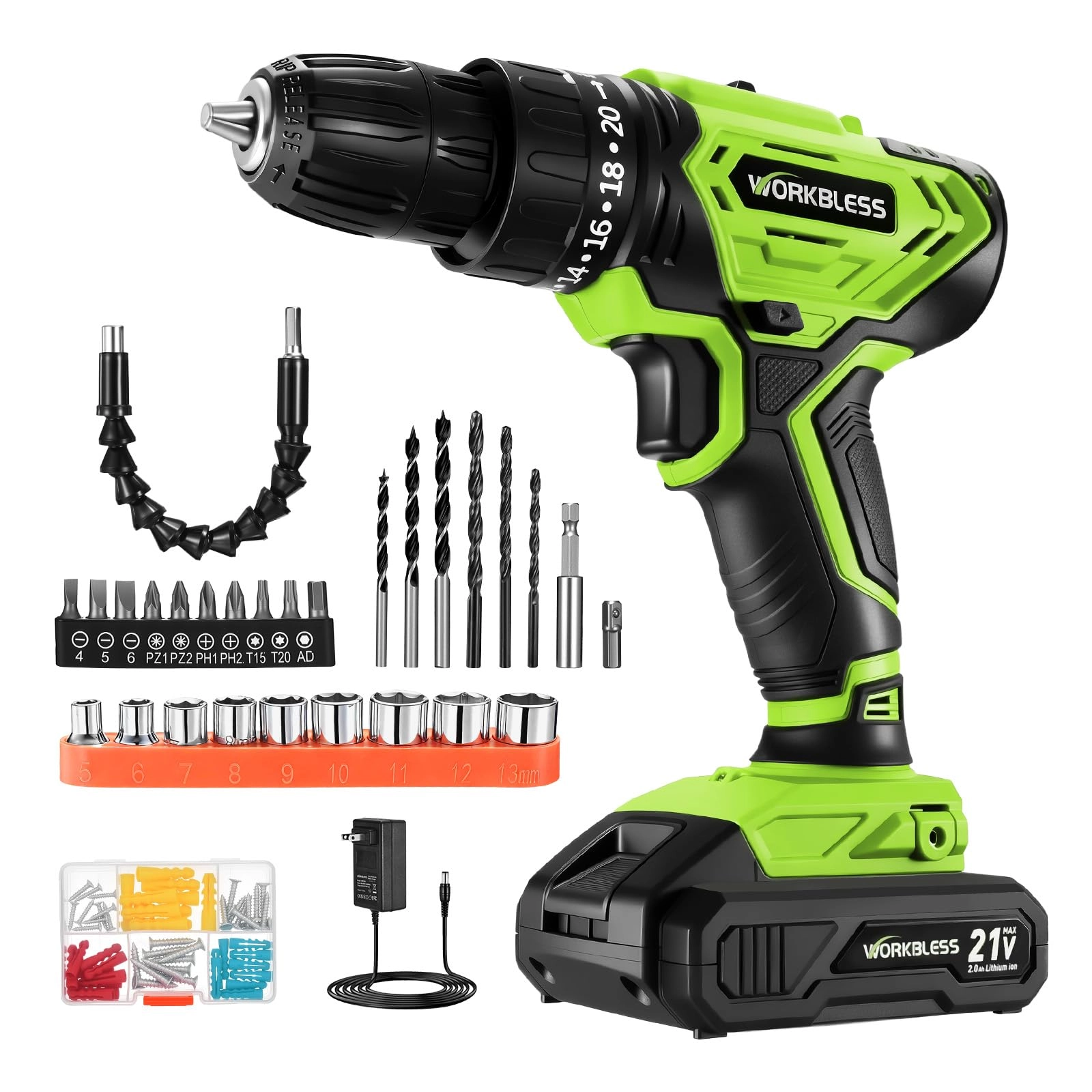 WorkBless Cordless Drill - 2.0Ah 21V