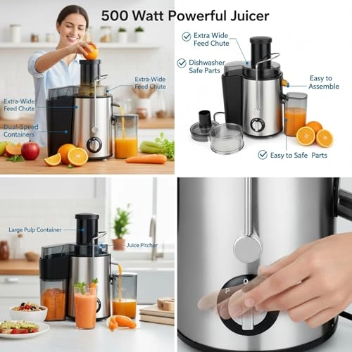 Dual Speed Electric Juicer - 500W 500 Milliliters