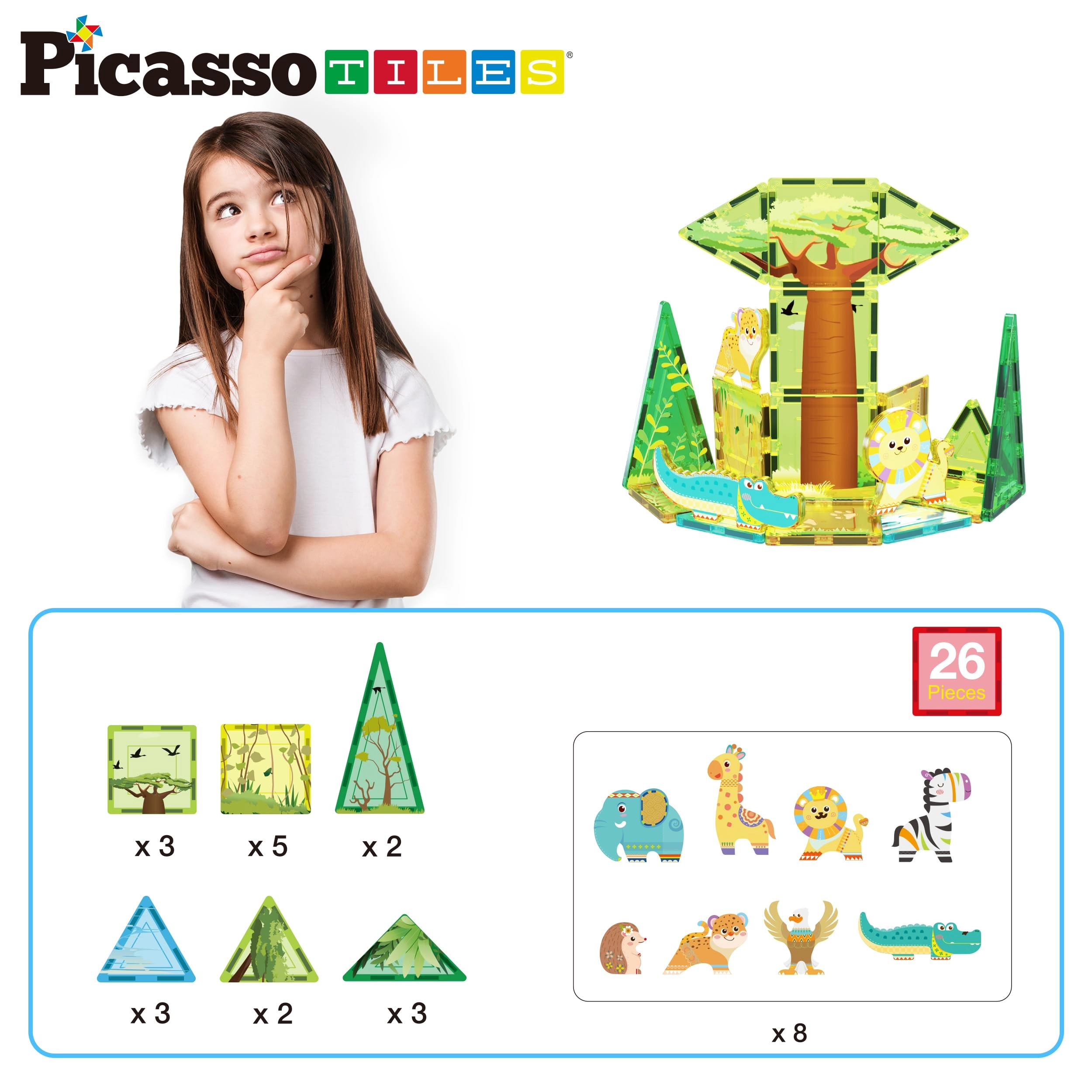 Magnetic Tiles Safari Set - 26 pcs