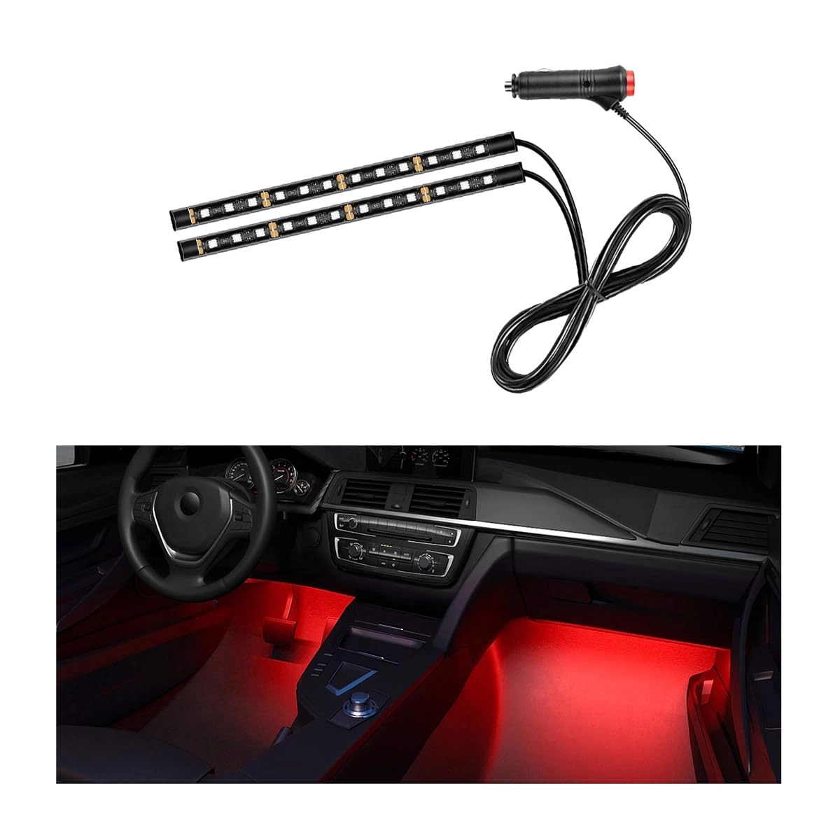 Sylvil Car LED Strip Light - 24 LEDs RGB 12V Red