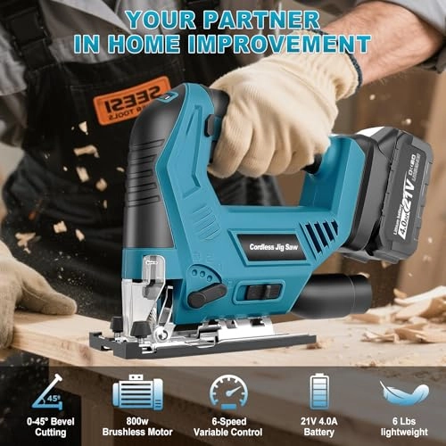 Cordless Jig Saw - 800 watts 21V 4.0Ah