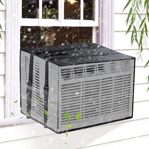 Window Air Conditioner Cover - 27.5"W x 22.5"D x 18.5"H Black Ventilated mesh