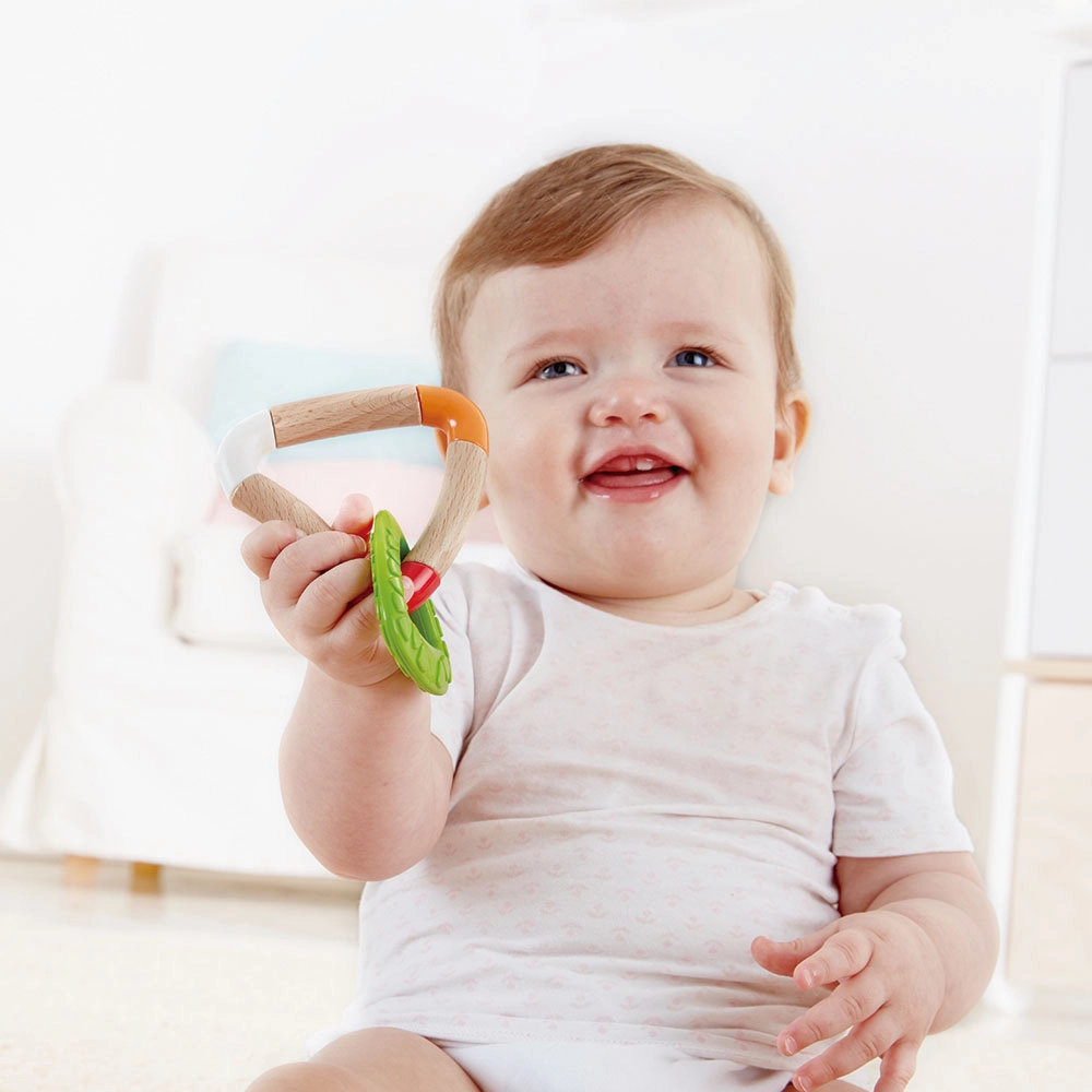 Double Triangle Teether - BPA-free silicone Wooden handle