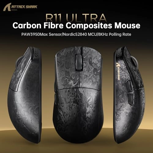 R5Ultra 8K Carbon Fiber Gaming Mouse - 2.4G Wireless Bluetooth USB